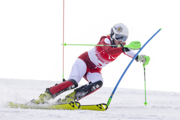 YANQING,CHINA,12.MAR.22 - PARALYMPICS, ALPINE SKIING - Paralympic Winter Games Beijing 2022, slalom, ladies. Image shows Veronika Aigner (AUT). Photo: GEPA pictures/ Patrick Steiner
